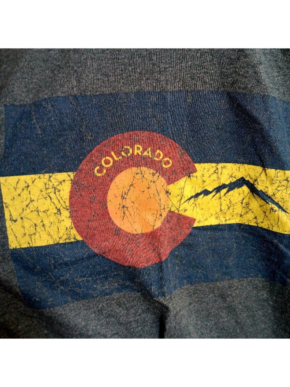 Colorado Flag Graphic T-Shirt Mens Medium Heather Gray Cotton Blend Casual Tee